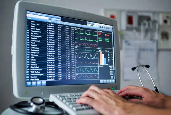 Computer scherm in de zorg met patient data