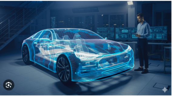 Digitale auto met inspecteur