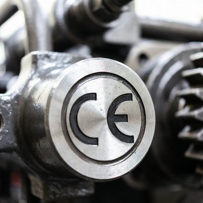 Ingezoomd staal met CE-markering logo